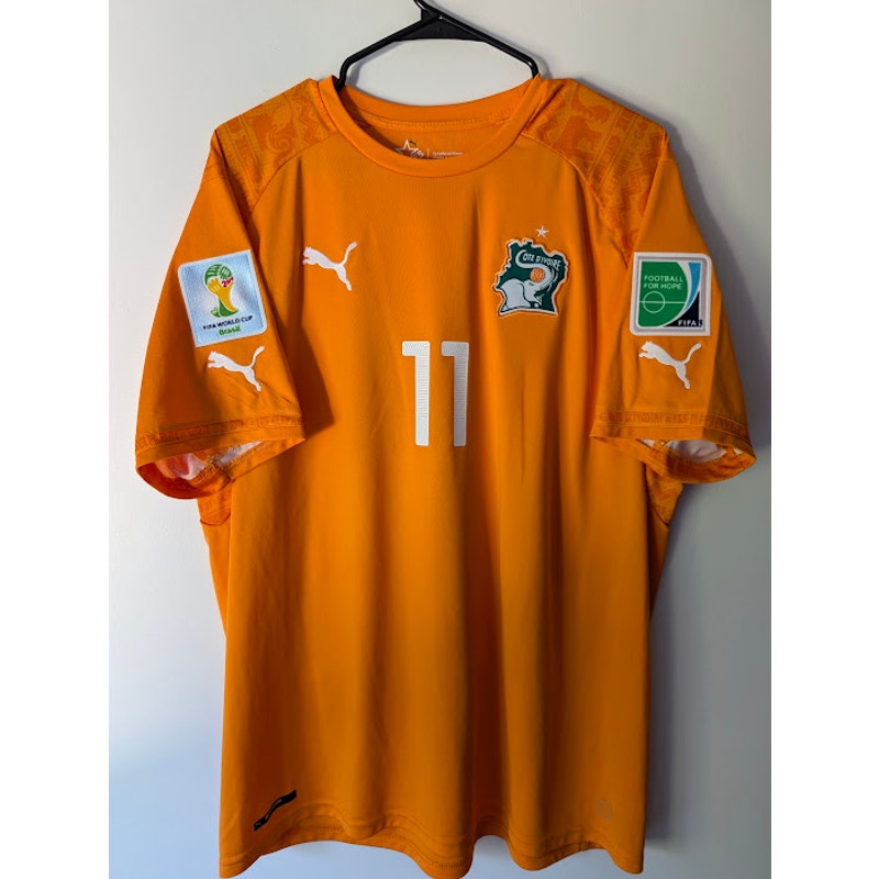 Ivory Coast 2014 Home Didier Drogba #11 Jersey Mens XXL Puma World Cup Fully Patched