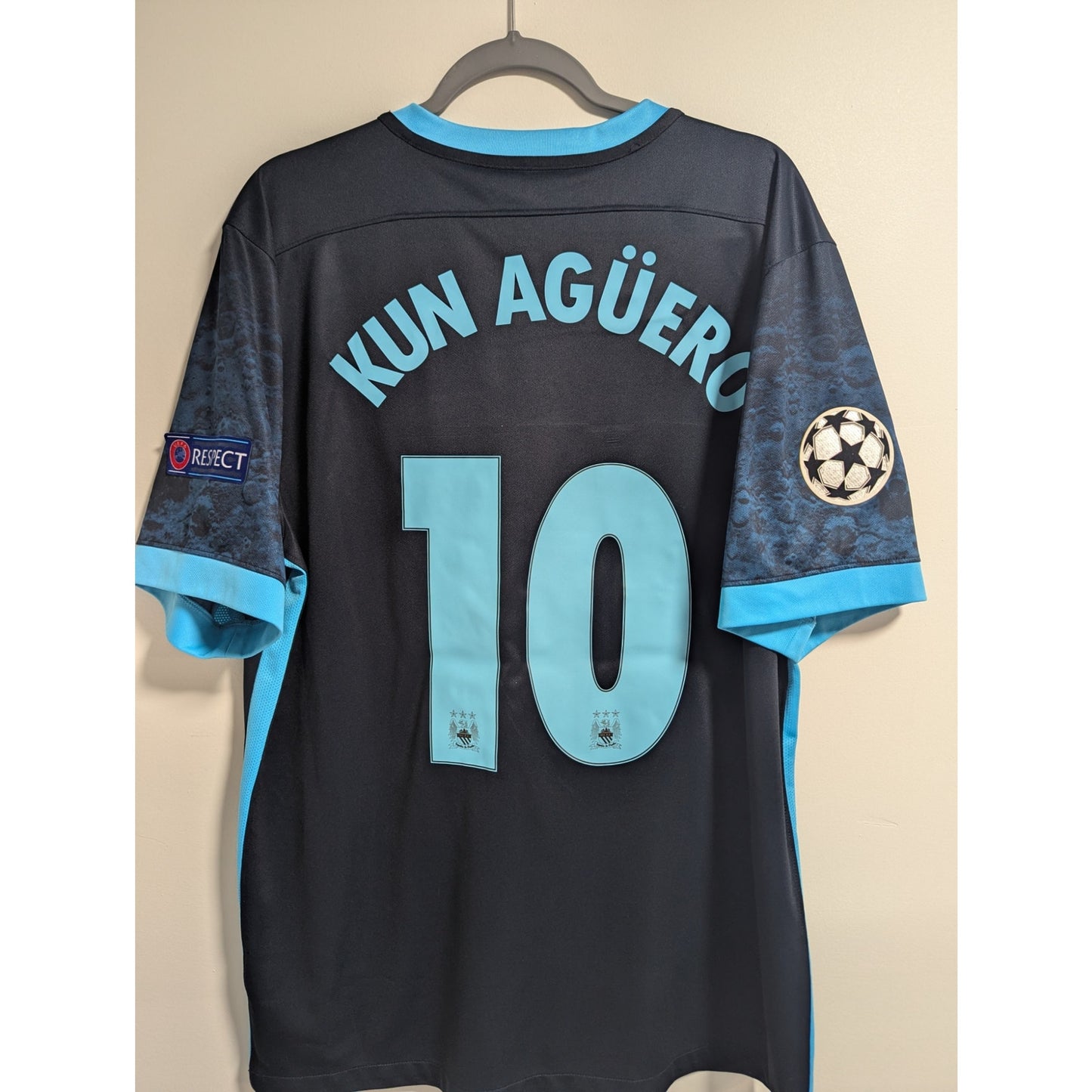 Manchester City 2015-16 Away Sergio Aguero Jersey - UCL - Men's XL