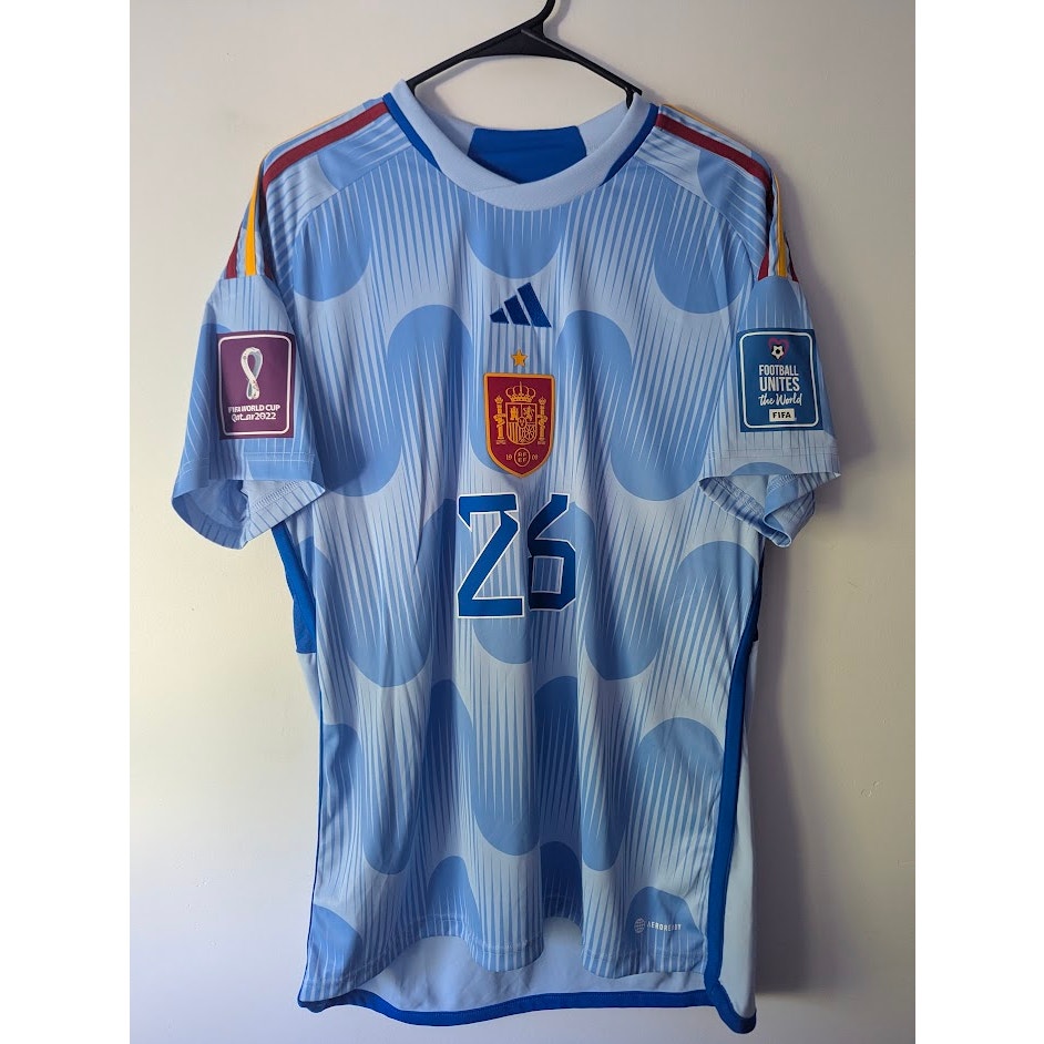 Spain 2022 Away Pedri Jersey Men’s Large Adidas World Cup Fully Patched
