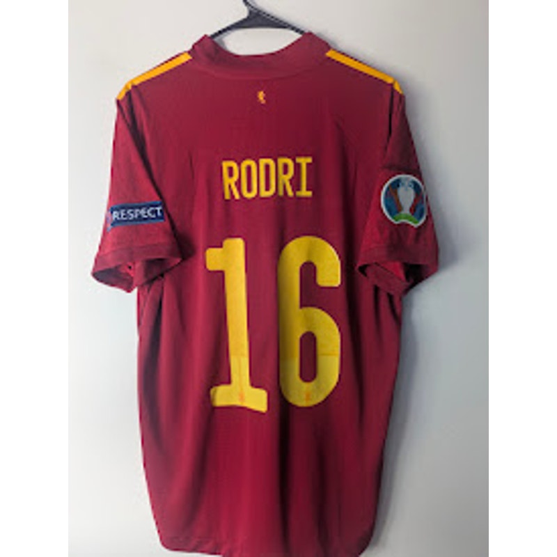 Spain 2020 Home Rodri Jersey – Men’s Large | HEAT.RDY EURO Fully Patched Adidas Shirt