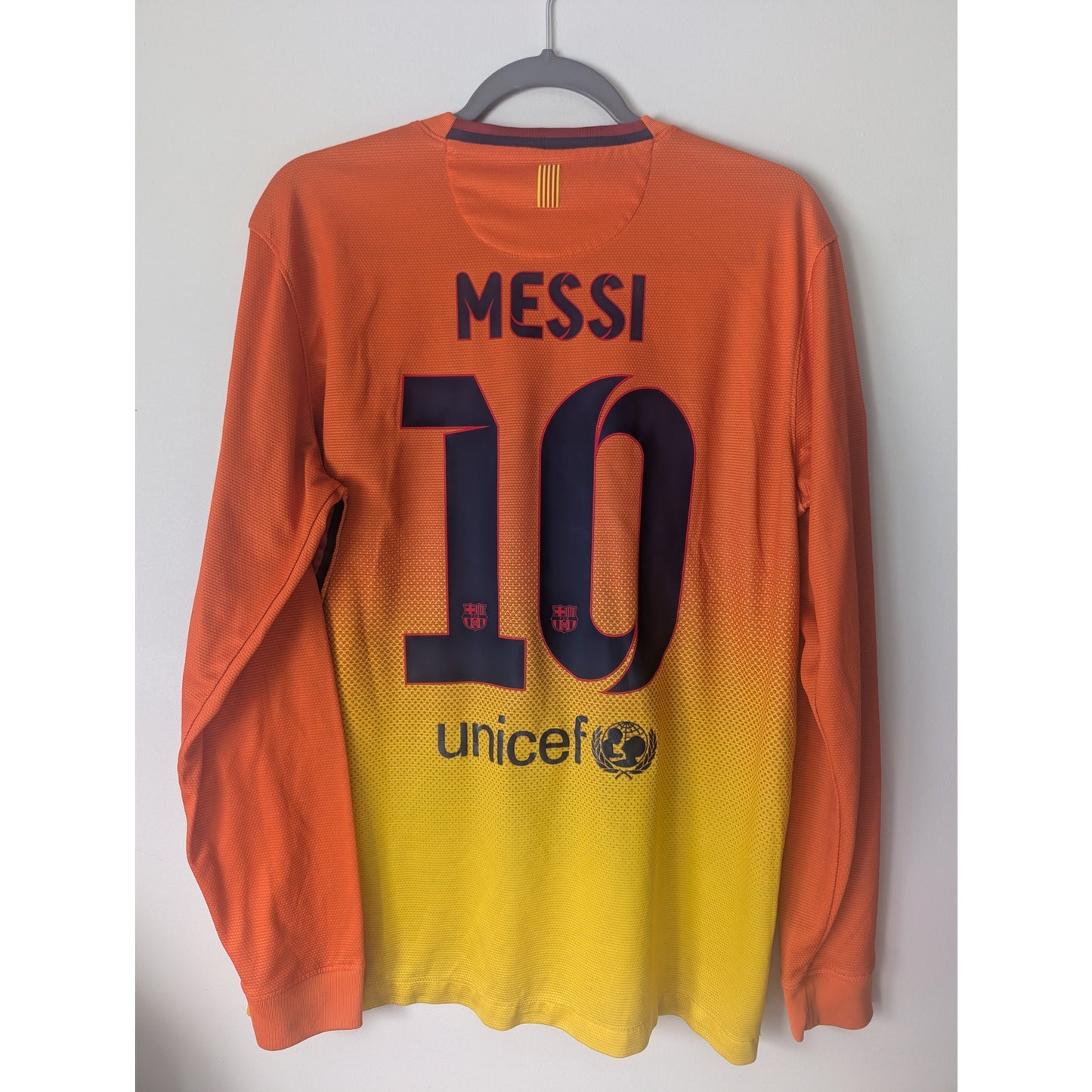 FC Barcelona 2012-13 Lionel Messi Away Long Sleeve Jersey Men’s M Authentic Nike Shirt