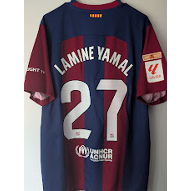 FC Barcelona 2023-24 home Lamine Yamal #27 jersey, men's XL