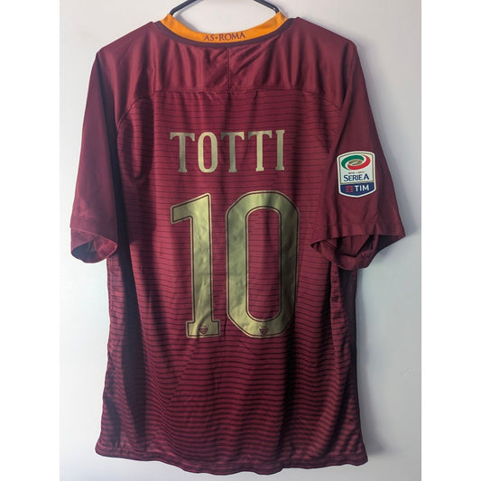 AS Roma 2016–17 Home Totti Derby Edition Jersey – Men’s XL | Serie A Patched Shirt
