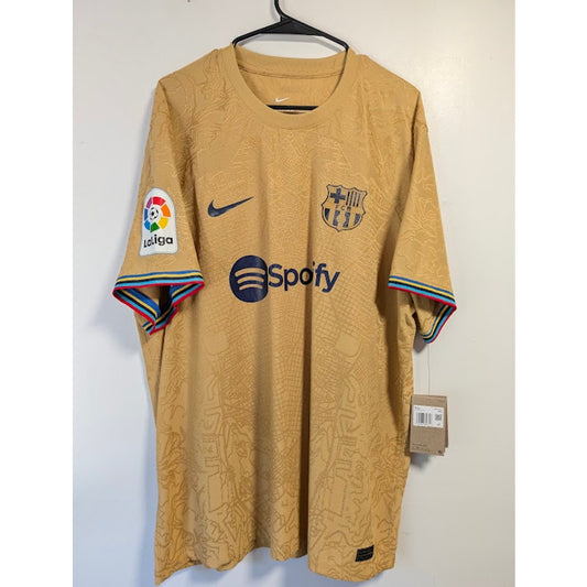 FC Barcelona 2022-23 Away Pedri #8 Jersey Mens 2XL NWT Nike Dri-FIT ADV Authentic Gold