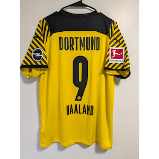 Borussia Dortmund 2021-22 home Erling Haaland jersey, men's large