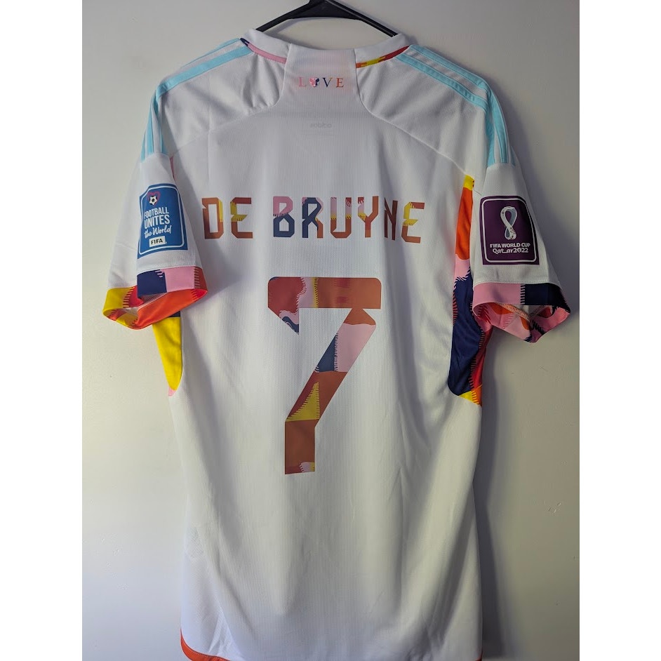 Belgium 2022 Away Kevin De Bruyne Jersey Men’s Large Adidas Tomorrowland World Cup Fully Patched