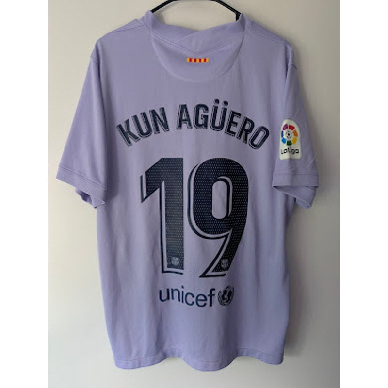 FC Barcelona 2021-22 Away Sergio Kun Aguero #19 Jersey Mens XL Nike La Liga Patched