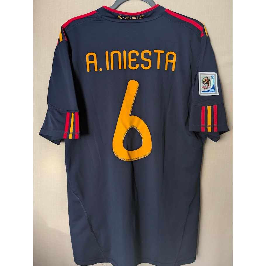 Spain 2010 Away Andres Iniesta Jersey Men's XL WC Final Patch