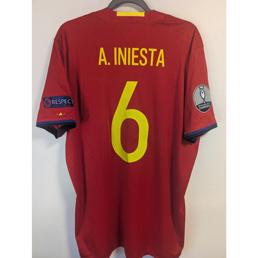 Spain 2016 Home Andres Iniesta Jersey - Men's XL