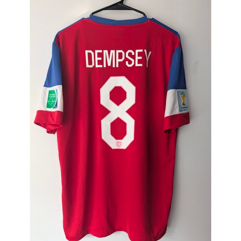 USA 2014 Away Clint Dempsey #8 Jersey Mens Large Nike World Cup Fully Patched