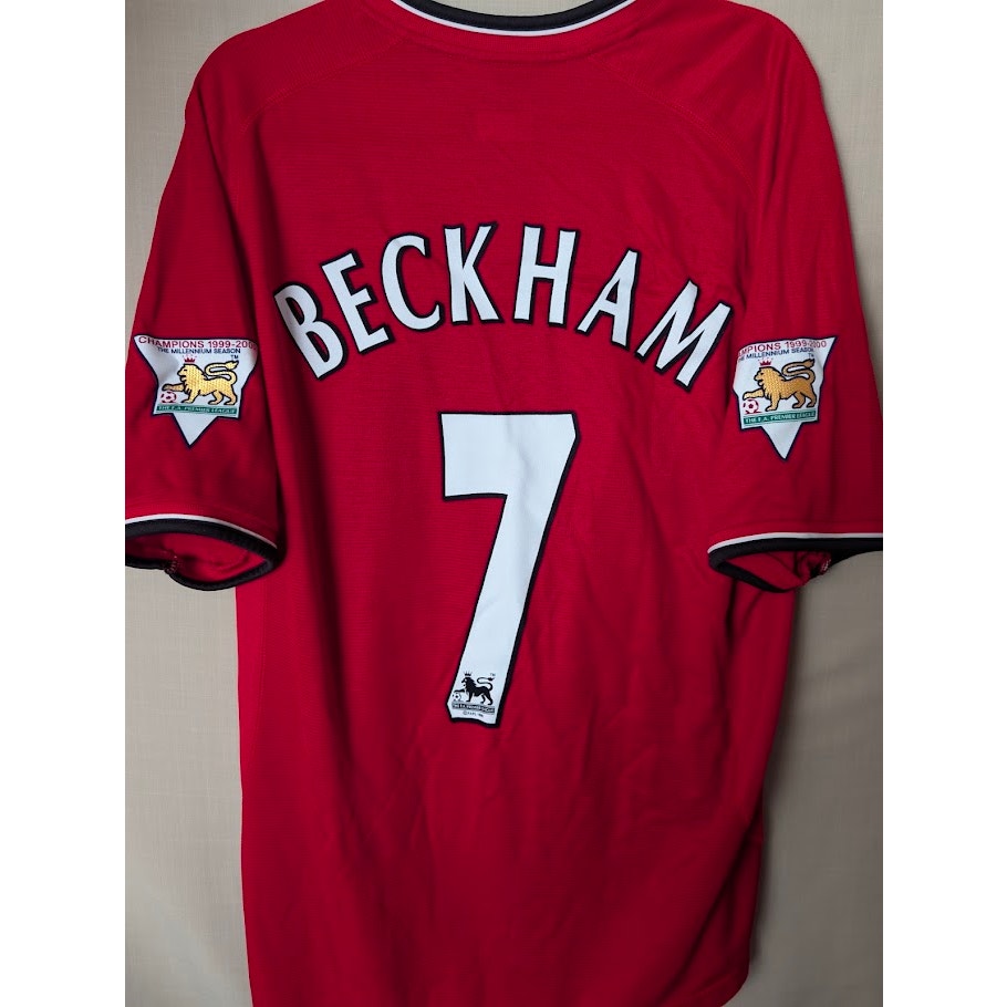 Manchester United 2000-01 Home Beckham Jersey Mens XL EPL Patched