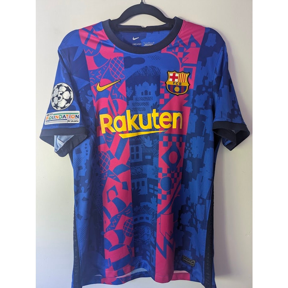 FC Barcelona 2021-22 Third Pedri Jersey Men’s Large Nike UCL Fully Patched