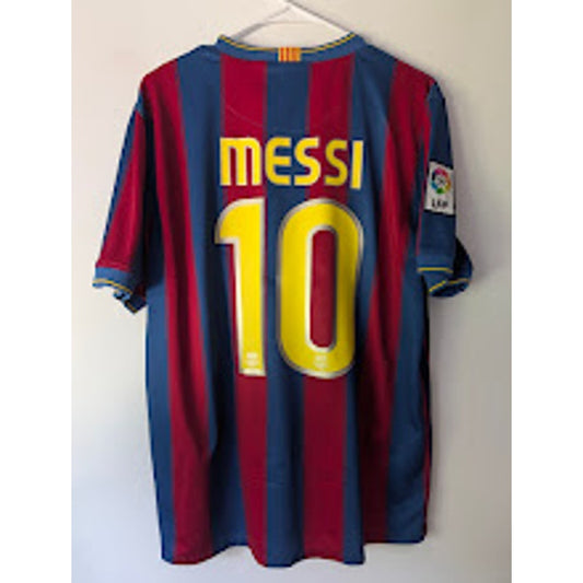 FC Barcelona 2009-10 Home Lionel Messi Jersey Men’s Large Nike CWC Patched