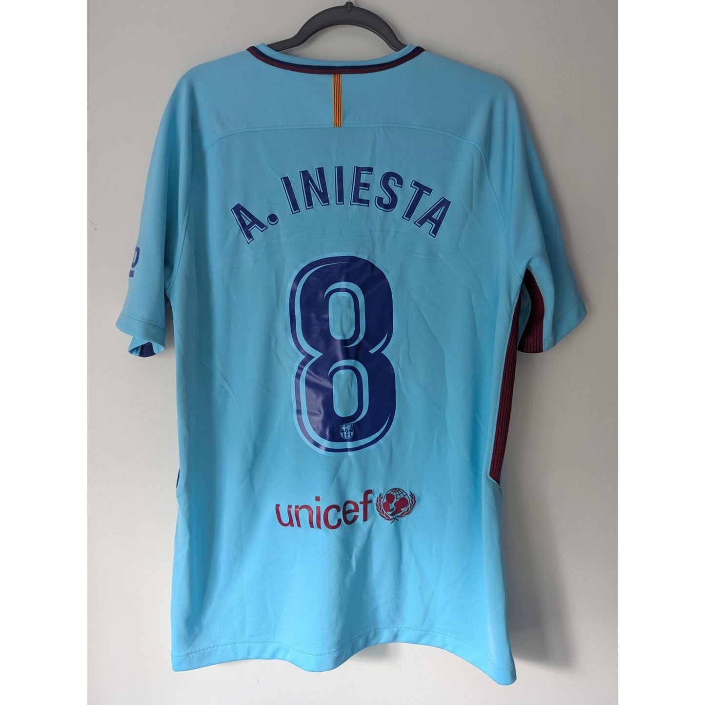 FC Barcelona 2017-18 Away Iniesta Jersey - Men's Large
