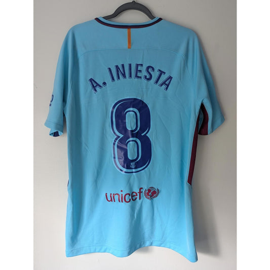 FC Barcelona 2017-18 Away Iniesta Jersey - Men's Large