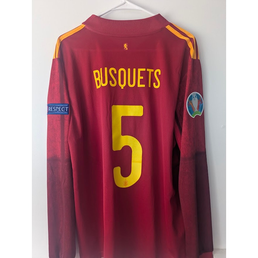 Spain 2020 Home Busquets Jersey – Men’s XL | Longsleeve Authentic EURO 2020 Fully Patched