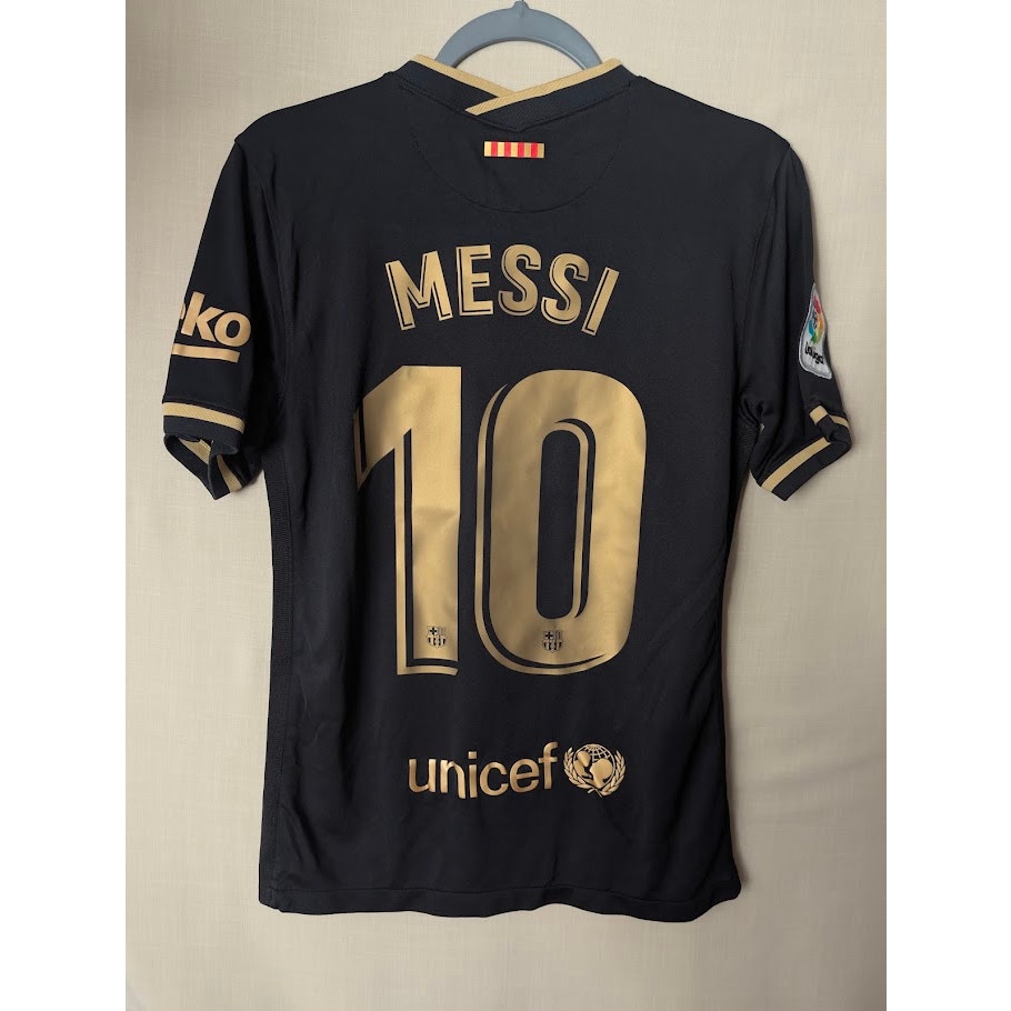 FC Barcelona 2020-21 Away Lionel Messi Jersey Mens Small Black Gold Rare
