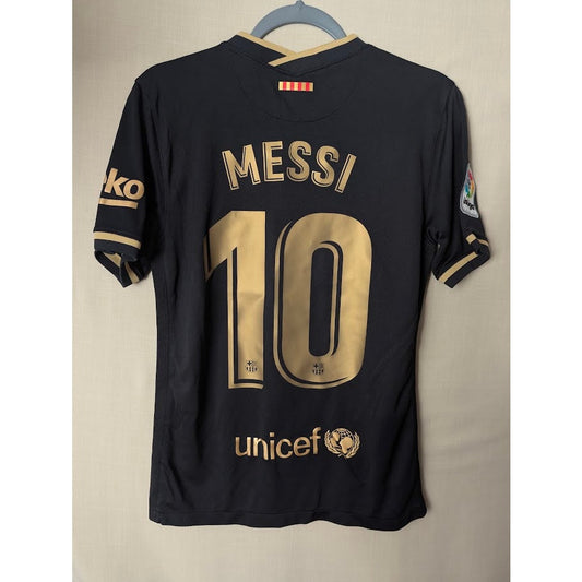 FC Barcelona 2020-21 Away Lionel Messi Jersey Mens Small Black Gold Rare