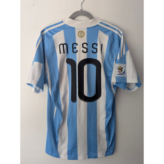 Argentina 2010 Home Lionel Messi Jersey Men's Large Adidas World Cup Fully Patched Rare