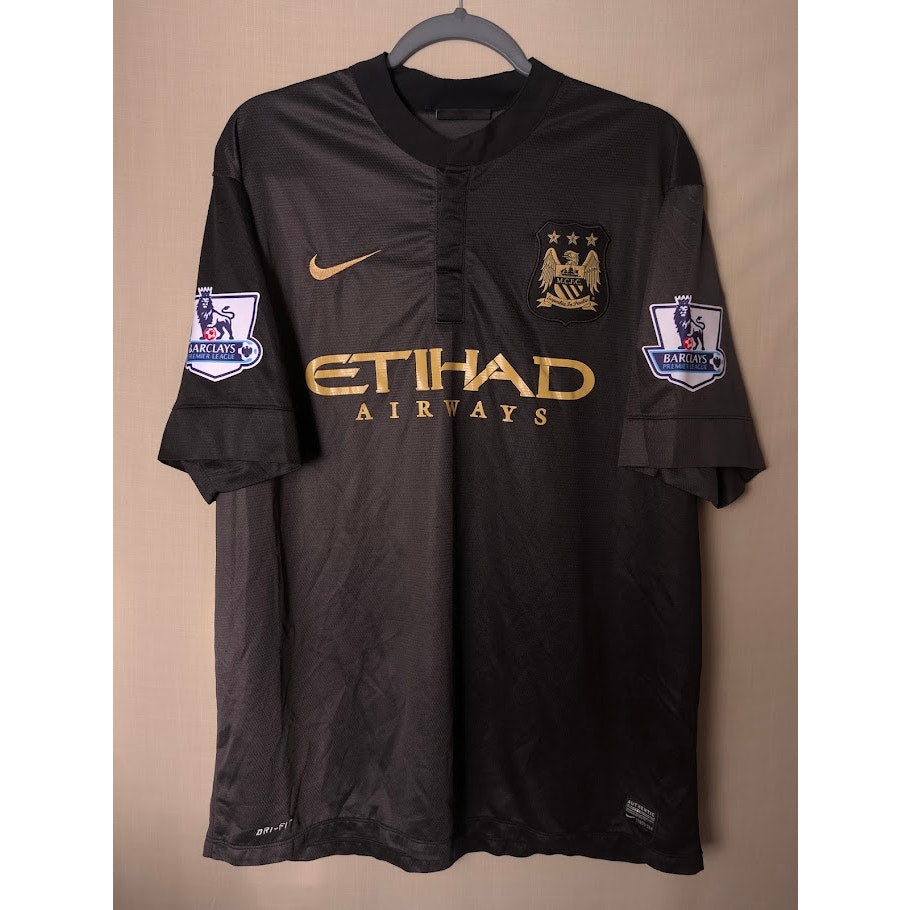 Manchester City 2013-14 Away Sergio Aguero Jersey Men's XL EPL Patched
