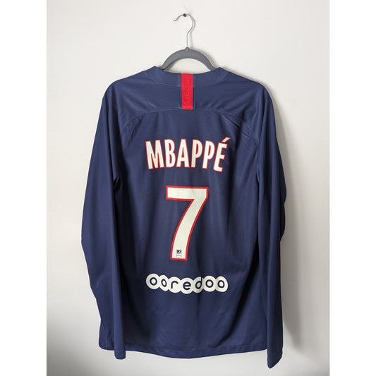 PSG 2019-2020 Home Mbappe Jersey Soccer LS Authentic Nike Retro Men Large