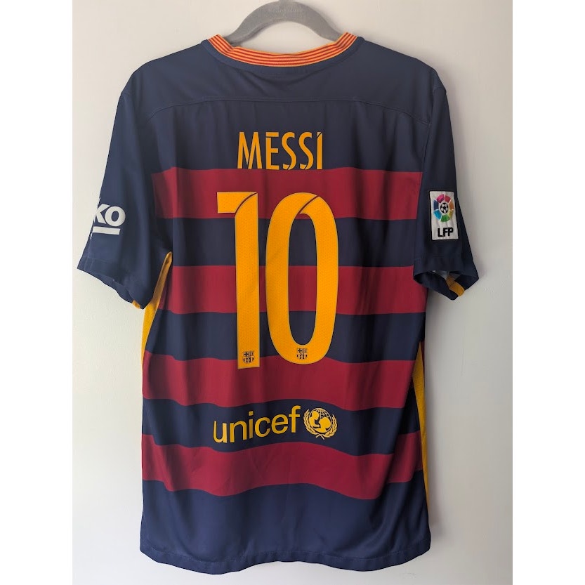 FC Barcelona 2015-16 Home Lionel Messi #10 Jersey Men's Large Nike FIFA Club World Cup Fully Patched