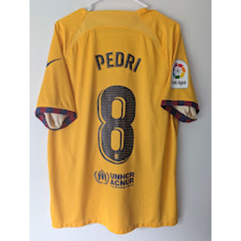 FC Barcelona 2022-23 Fourth Pedri Jersey Men's XL La Liga Fully Patched Senyera