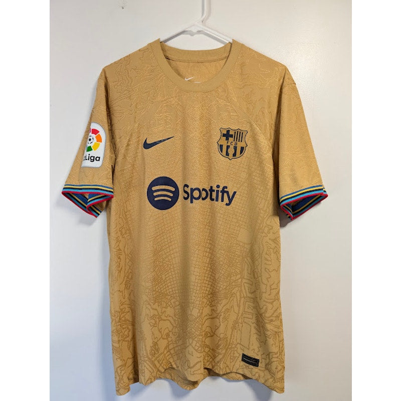 FC Barcelona 2022-23 Away Gavi #30 Jersey Mens Large NWOT Nike Dri-FIT ADV Authentic Gold
