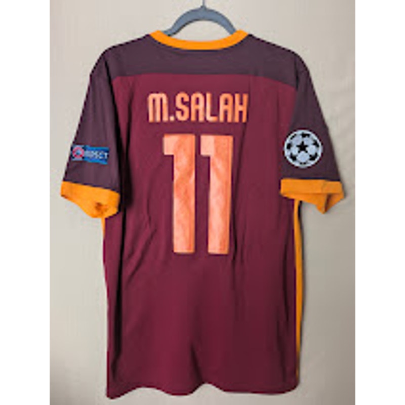 AS Roma 2015-16 Home Mohamed Salah Jersey Men's Large Nike UCL Fully Patched