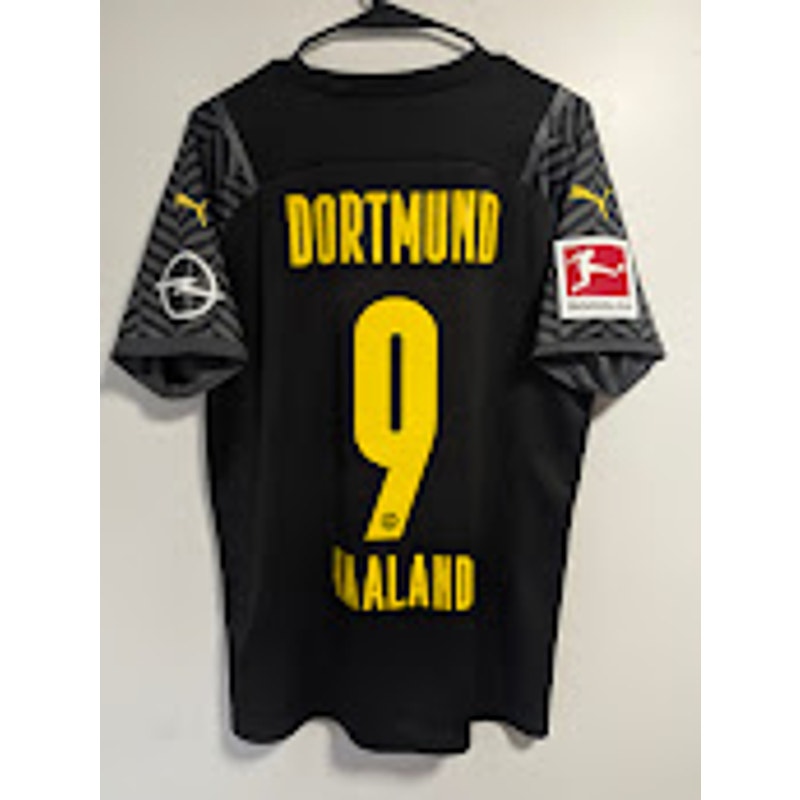 Borussia Dortmund 2021-22 away Erling Haaland black jersey, Puma, men's medium