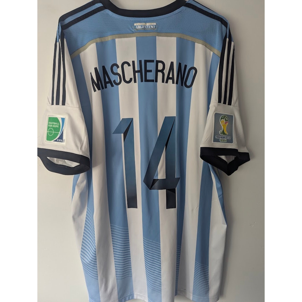 Argentina 2014 World Cup Home Mascherano Jersey – Men’s 2XL | Fully Patched Adidas Shirt