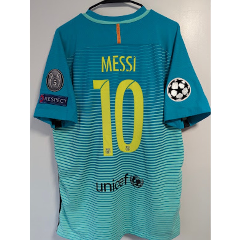 FC Barcelona 2016-17 Third Lionel Messi #10 Jersey Mens XL Nike Vaporknit Authentic UCL Fully Patched