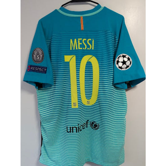 FC Barcelona 2016-17 Third Lionel Messi #10 Jersey Mens XL Nike Vaporknit Authentic UCL Fully Patched