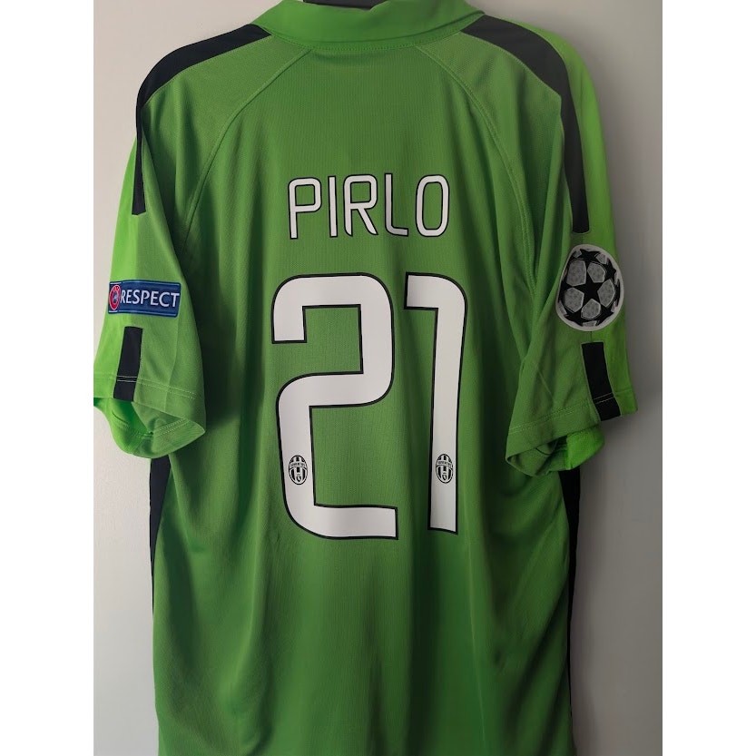 Juventus 2014-15 Third Andrea Pirlo #21 Jersey Men's Large Nike UEFA Champions League Fully Patched Green Kit