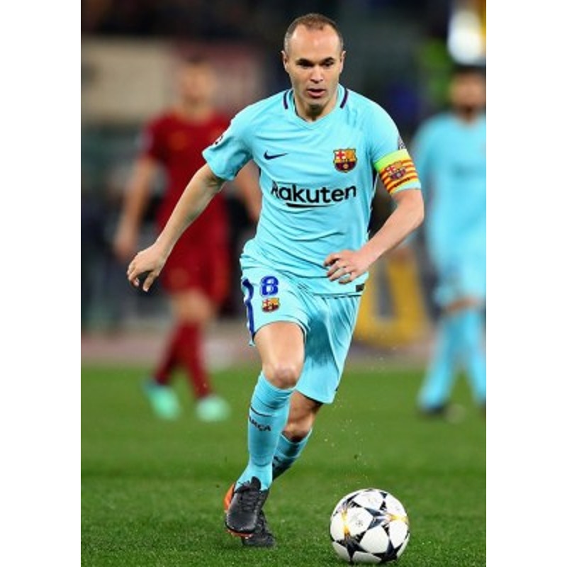 FC Barcelona 2017-18 Away Andrés Iniesta Jersey Men’s Large Nike Rakuten Blue Shirt