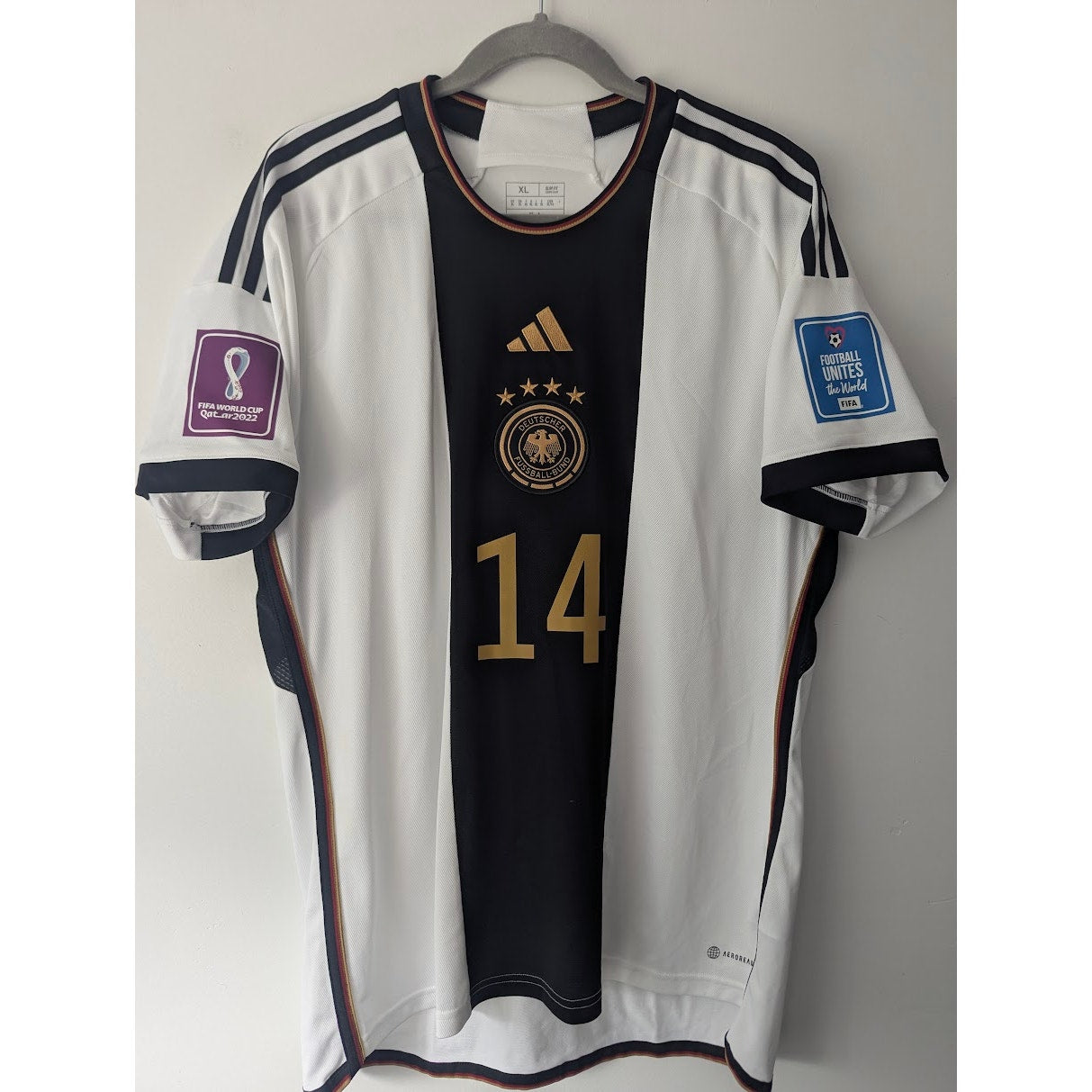 Germany 2022 Home Jamal Musiala Jersey Men's XL Adidas World Cup Fully Patched Rare
