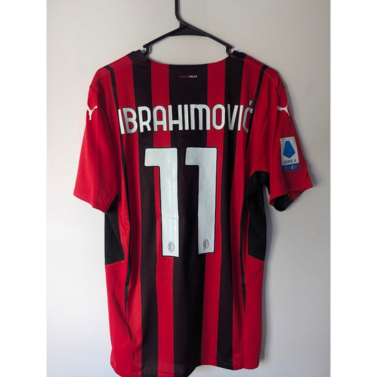 AC Milan 2021–22 Home Ibrahimović Jersey – Men’s Large | Player Version Serie A Fully Patched