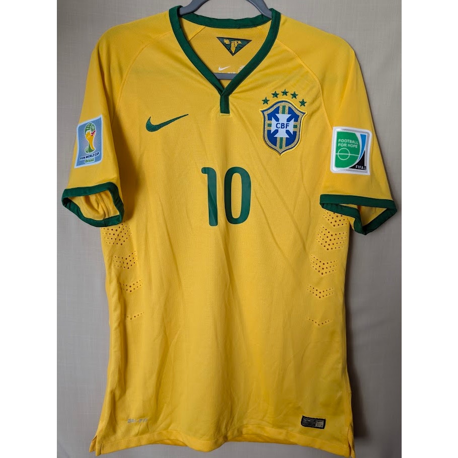 Brazil 2014 Home Neymar Jr Jersey Mens Large Nike Player Version World Cup Patched