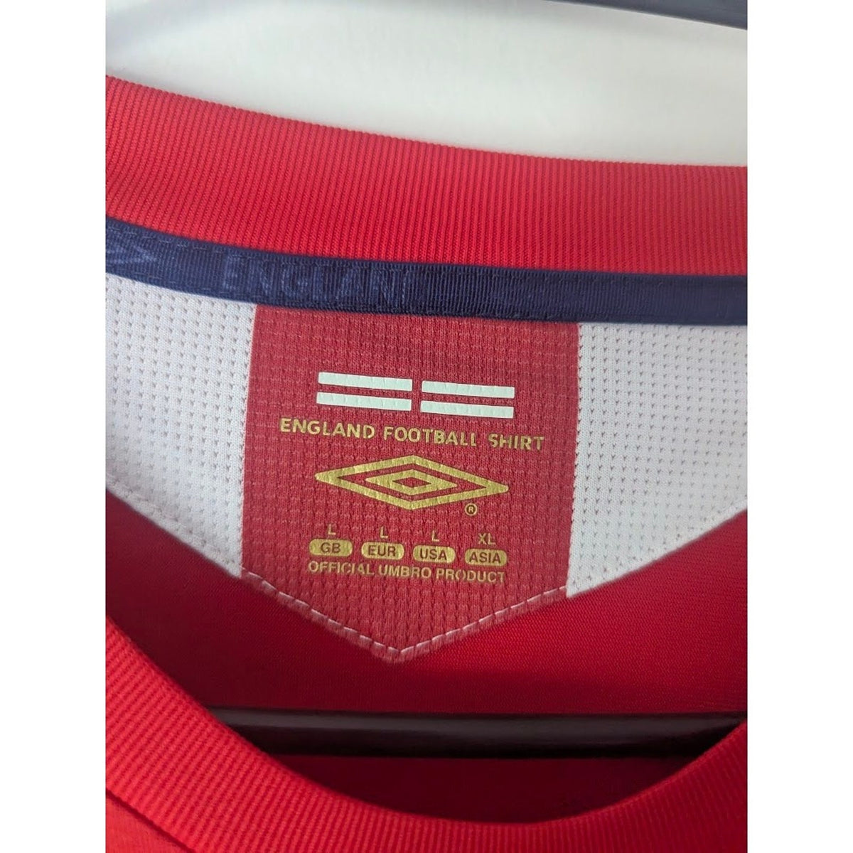 England 2006 Away Beckham Jersey Large LS World Cup Fully Patched Umbro Shirt
