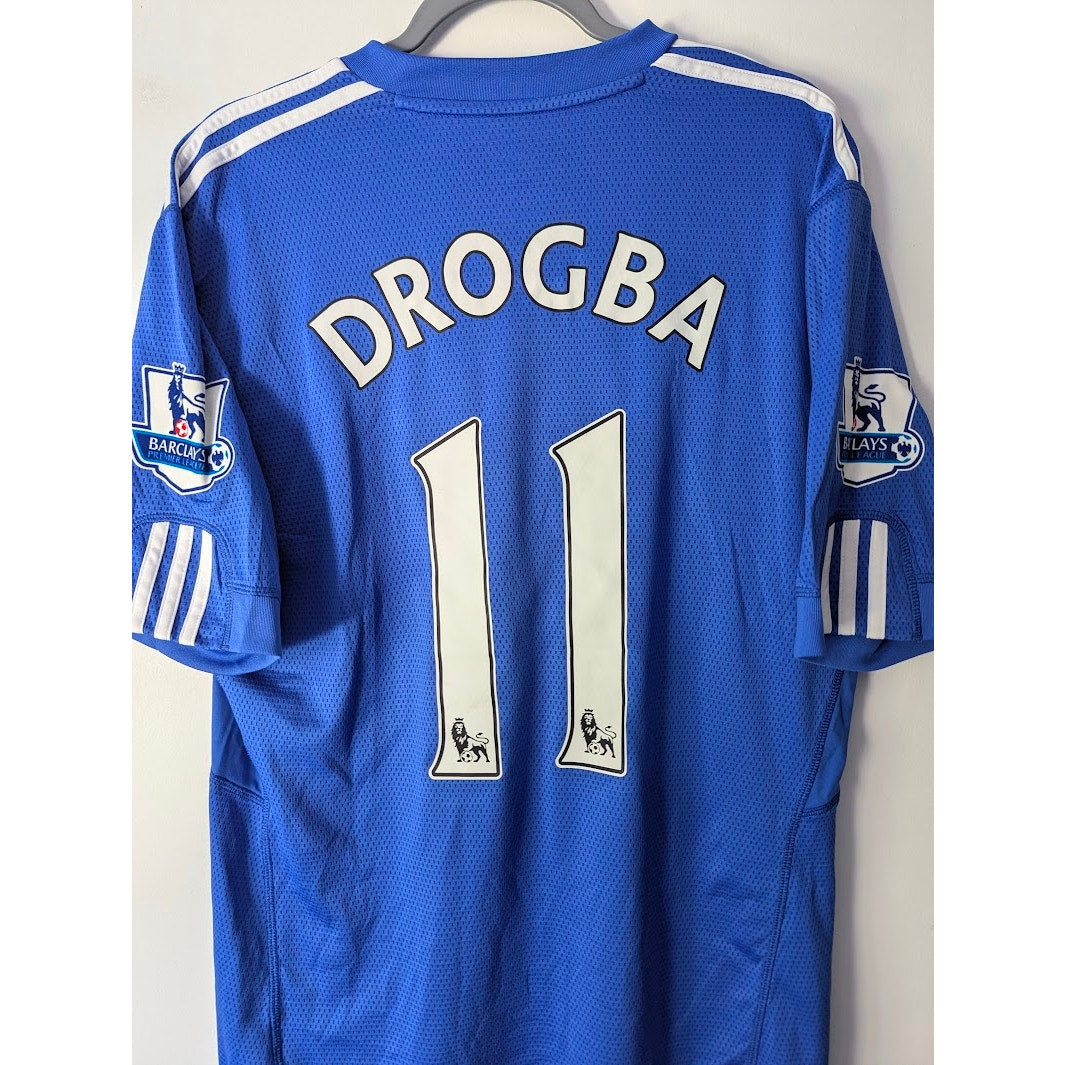 Chelsea 2009-10 Home Didier Drogba #11 Jersey Mens Large adidas EPL Fully Patched