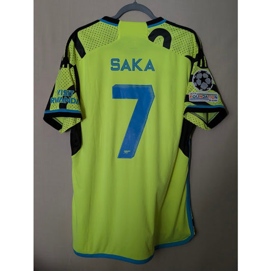 Arsenal 2023-24 Away Bukayo Saka #7 Jersey Mens Large NWT adidas UCL Fully Patched