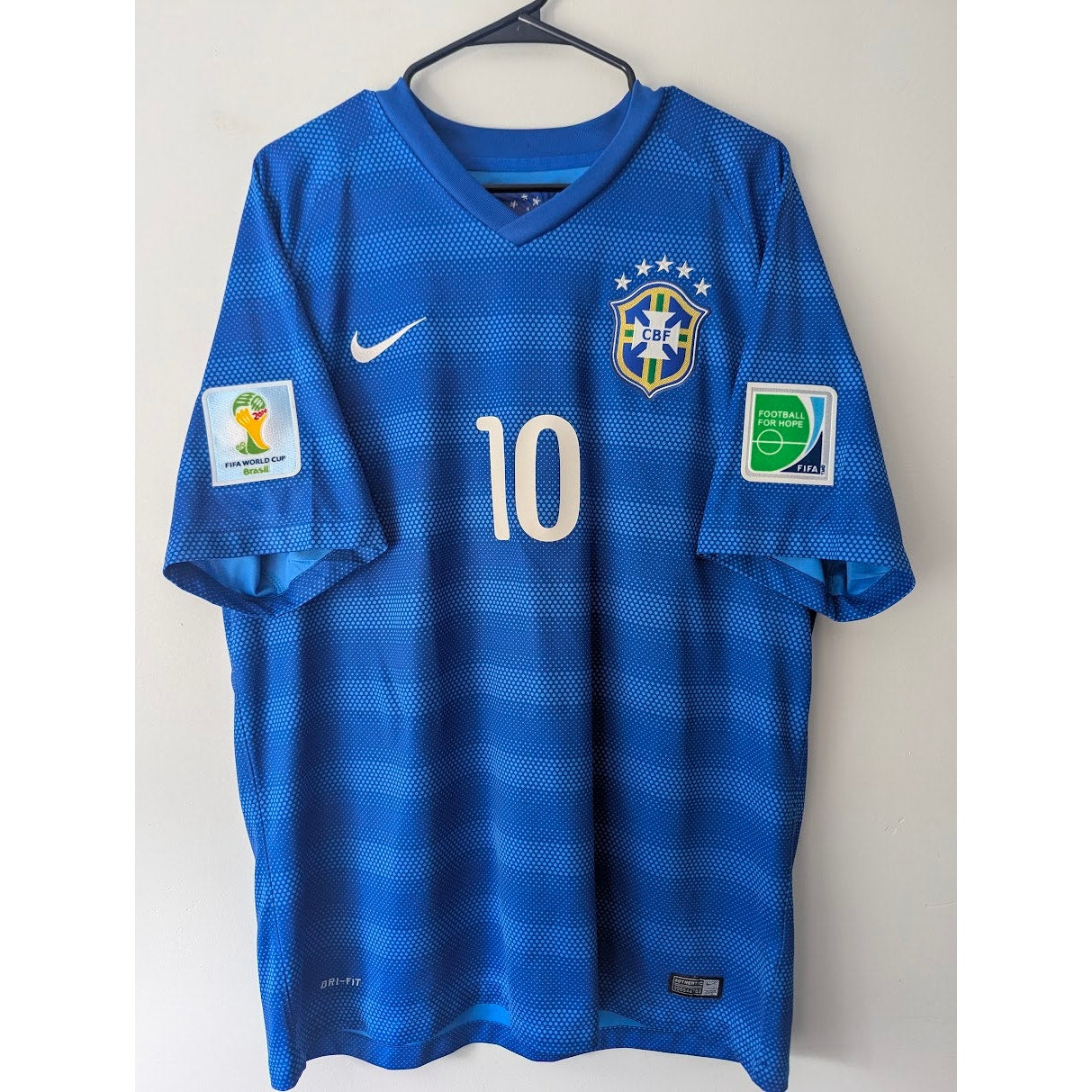 Brazil 2014 Away Neymar Jr Jersey Men's XL Nike World Cup Fully Patched Rare