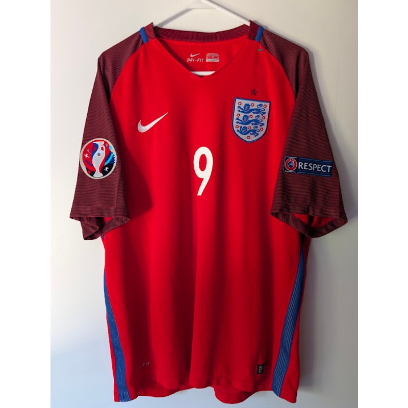 England 2016 Away Harry Kane #9 Jersey Mens XL Nike Euro 2016 Fully Patched Red
