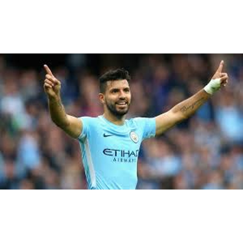 Manchester City 2017-18 Home Kun Aguero Jersey - Men's L - NWT - UCL - Fully Patched