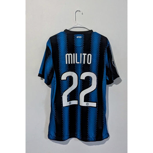 Inter Milan 2010-2011 Home Diego Milito Jersey - Men's Large - Fully Patched