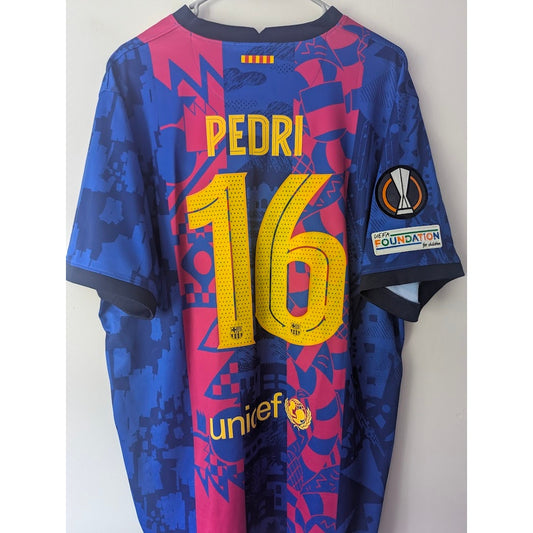 FC Barcelona 2021–22 Third Pedri Jersey – Men’s 2XL | Europa League Fully Patched Nike Shirt