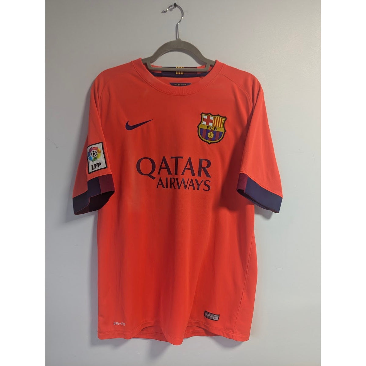 FC Barcelona 2014-15 Javier Mascherano Away Jersey Men’s Large Nike Soccer Shirt