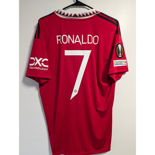 Manchester United 2022-23 Home Cristiano Ronaldo Jersey Men's Large adidas UEFA Europa League