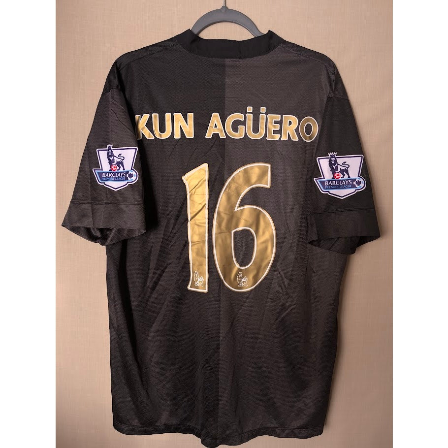 Manchester City 2013-14 Away Sergio Aguero Jersey Men's XL EPL Patched