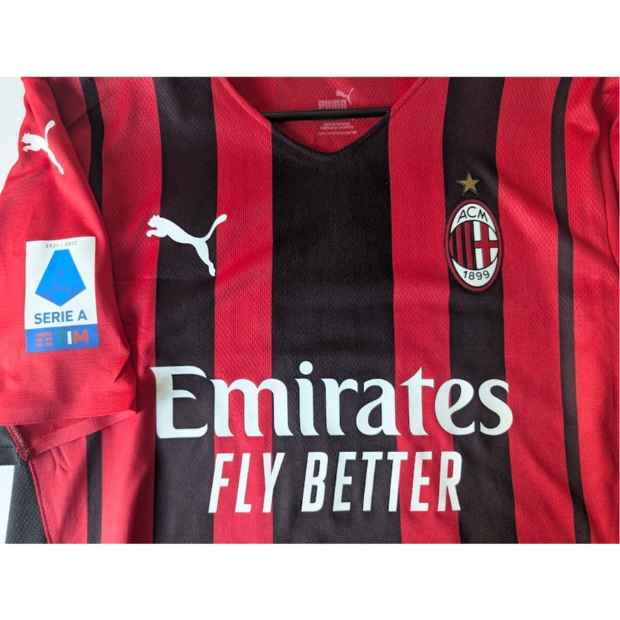 AC Milan 2021–22 Home Ibrahimović Jersey – Men’s Large | Player Version Serie A Fully Patched